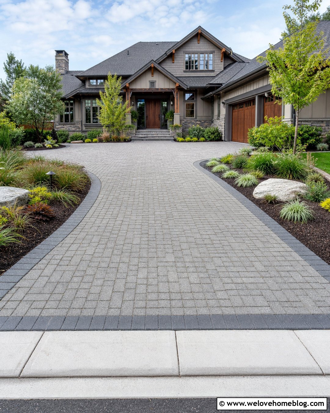 Huge Permeable Paver Driveway - 25 Huge Driveway Ideas