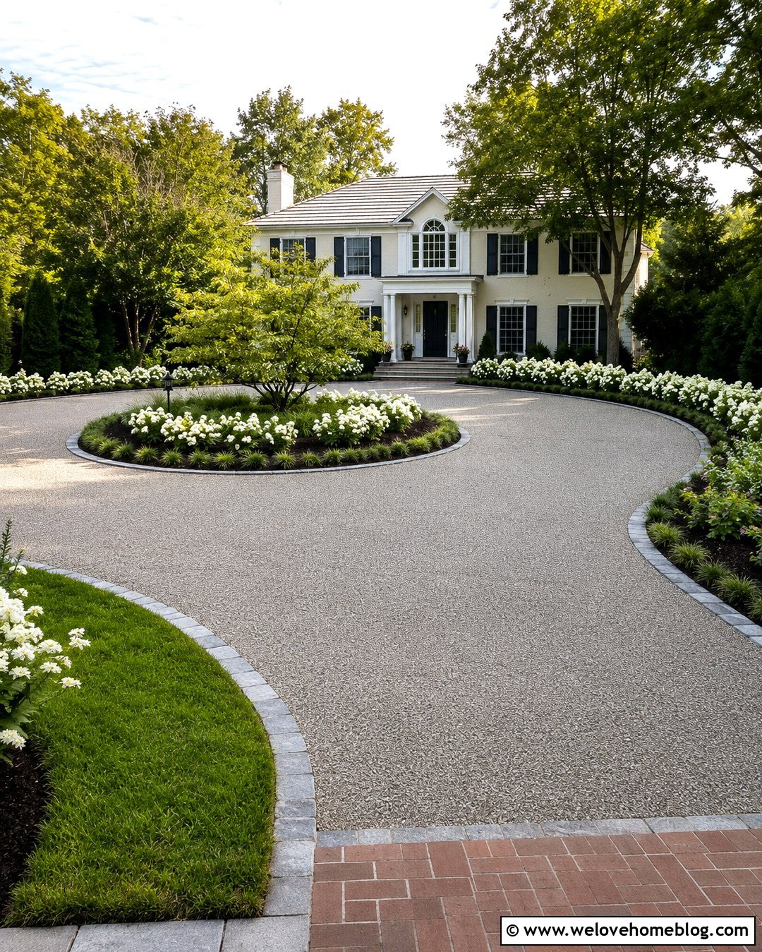 Hydrangea Border With Circular Driveway - 20 driveway border plants ideas