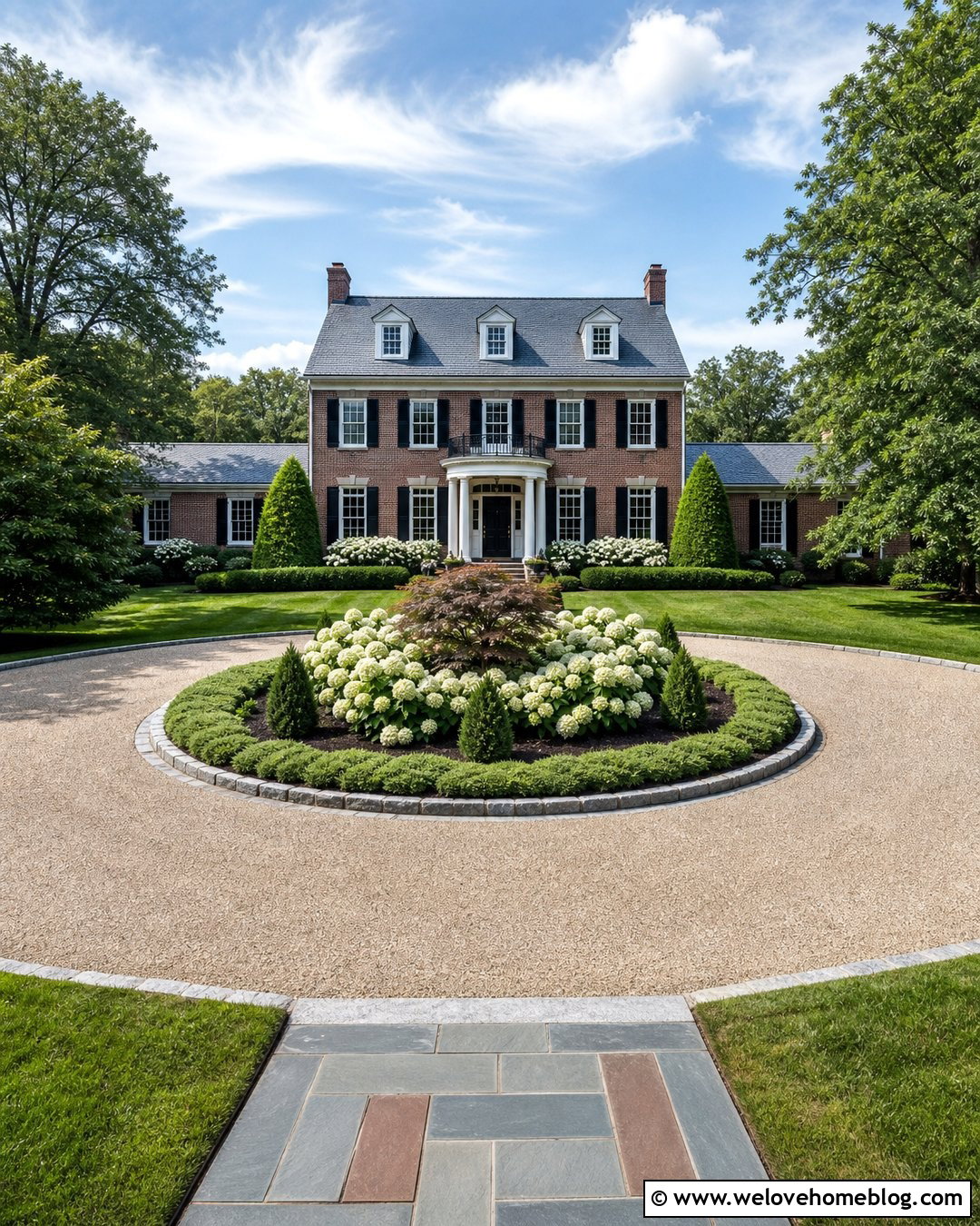 Hydrangea Circular Driveway Island - 25 hydrangea driveway ideas