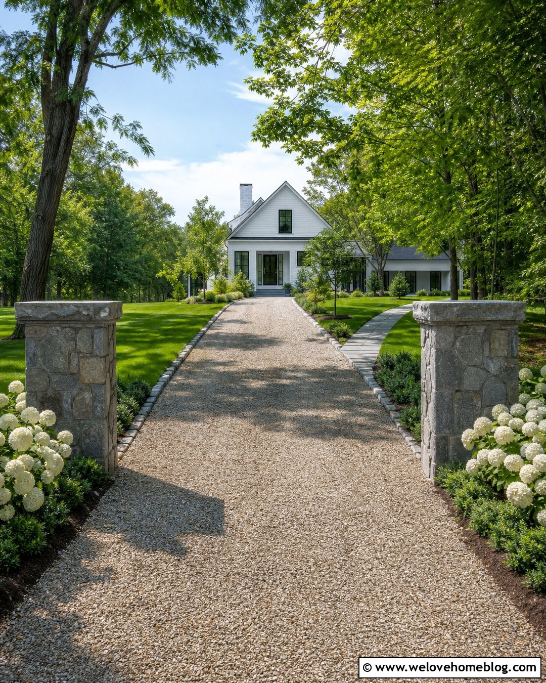 Hydrangea Driveway Entrance Pillars - 25 hydrangea driveway ideas