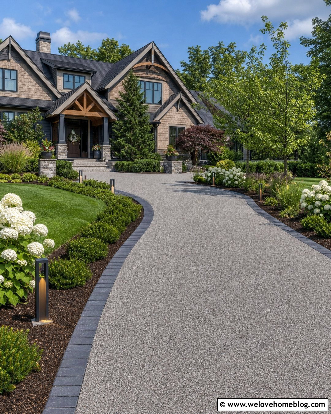Hydrangea Driveway With Landscape Lighting - 25 hydrangea driveway ideas