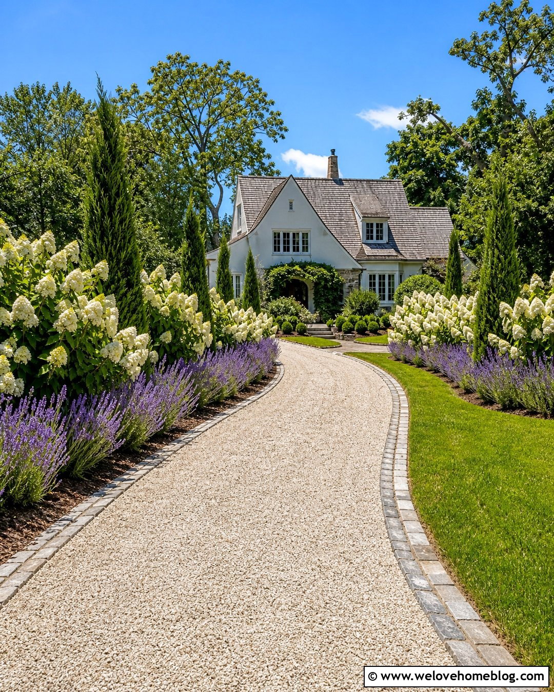 Hydrangea Driveway With Lavender Border - 20 Hydrangeas Driveway Ideas