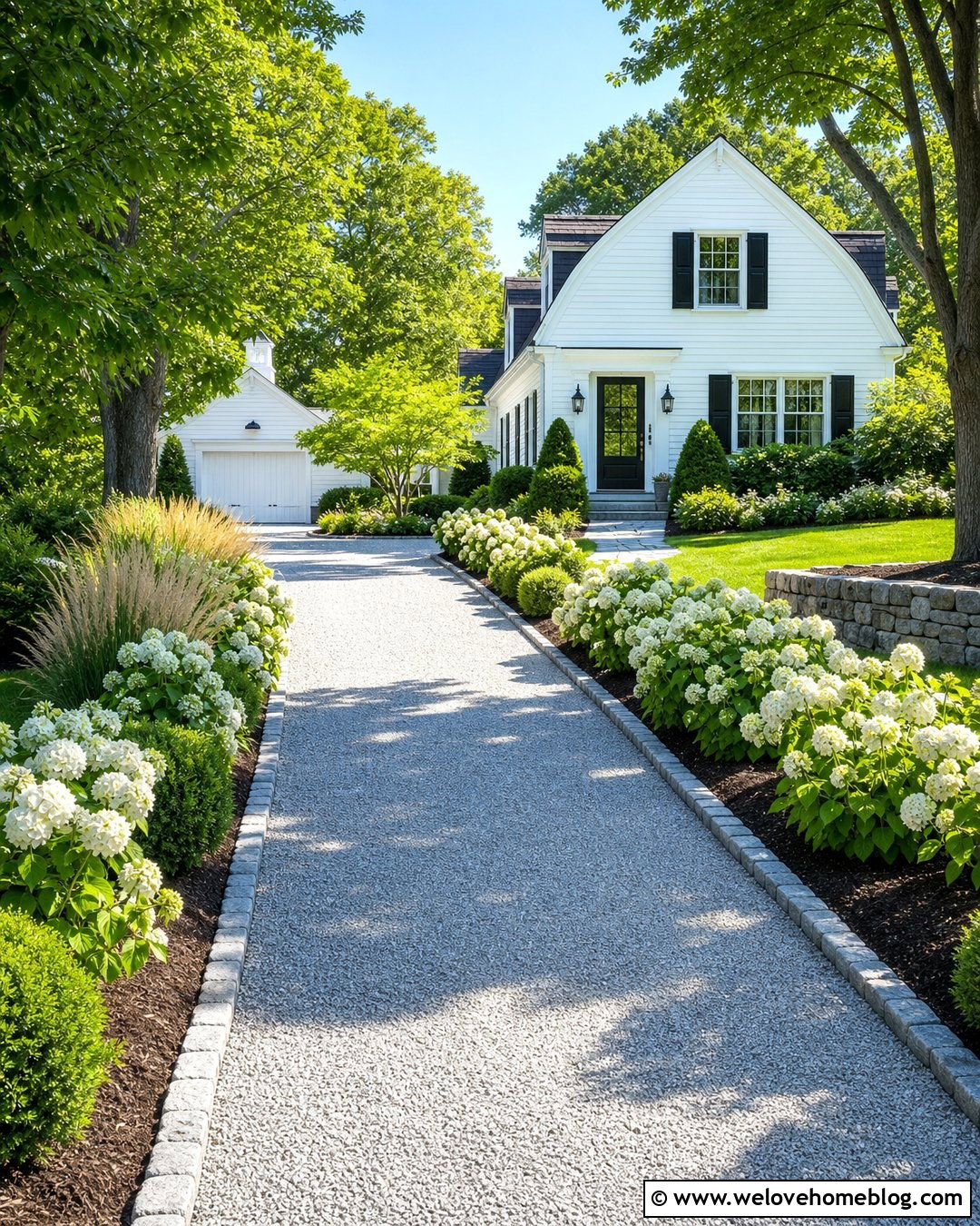 Hydrangea Gravel Driveway Border - 25 hydrangea driveway ideas