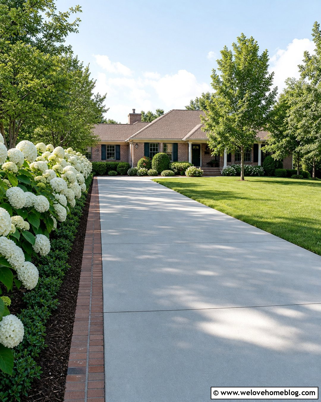 Hydrangea Hedge Concrete Driveway - 20 Hydrangeas Driveway Ideas
