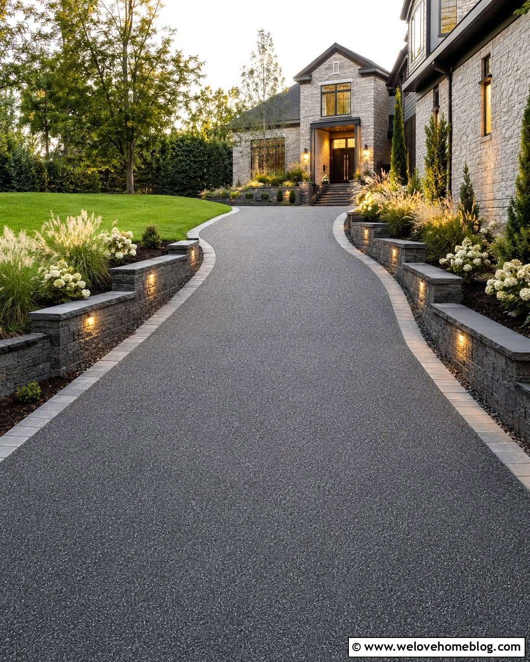 Illuminated Planters Along a Steep Driveway - 20 Planter For Sloped Driveway Ideas