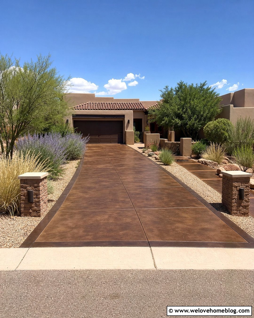 Impervious Stained Concrete Driveway - 20 Impervious Driveway Ideas