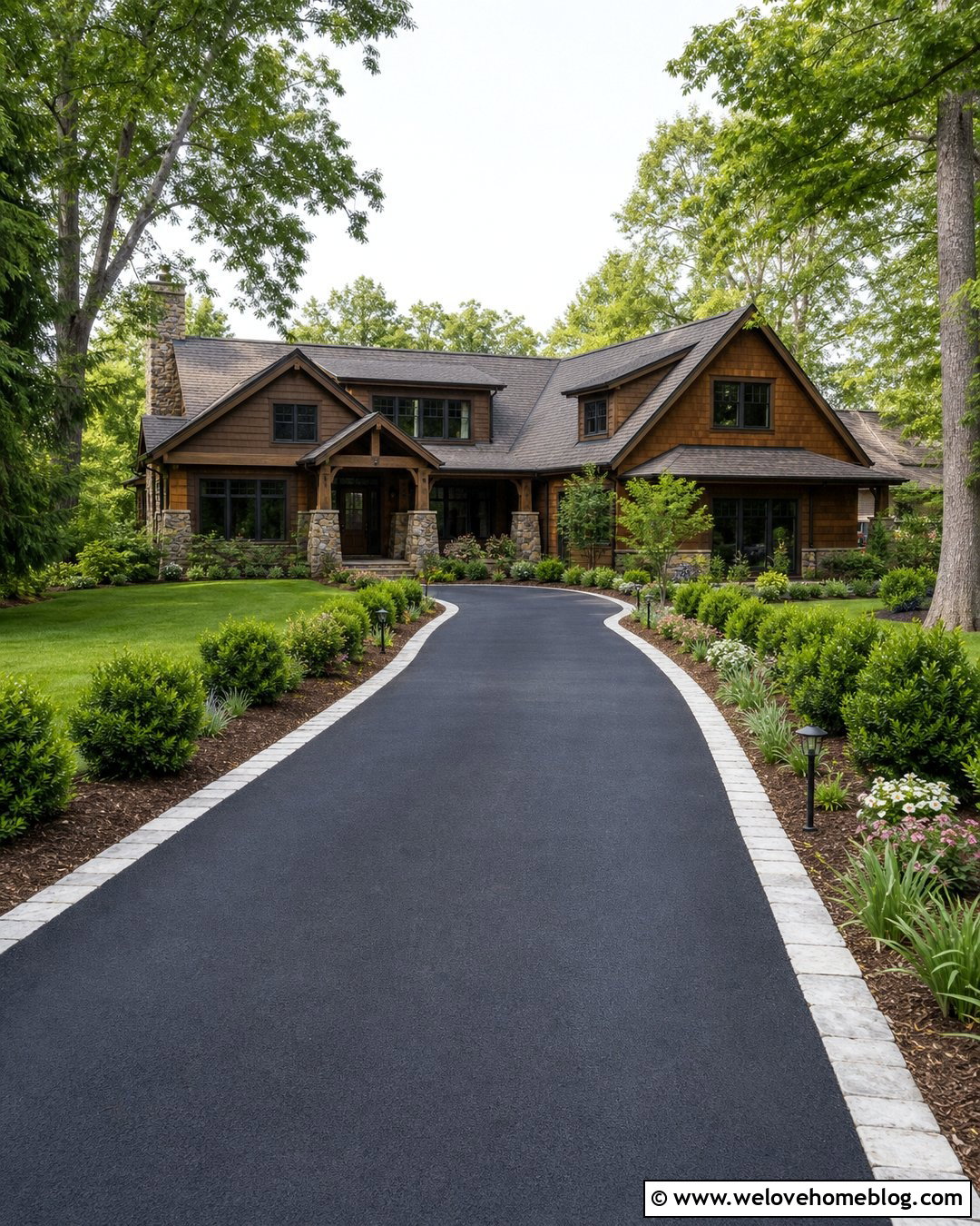 Inkberry Holly Shrubs Along An Asphalt Driveway - 25 Driveway Shrubs Ideas