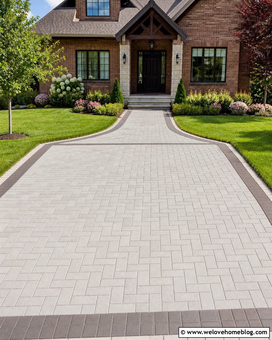 Interlock Driveway Border With Matching Walkway - 20 Interlock Driveway Border Ideas