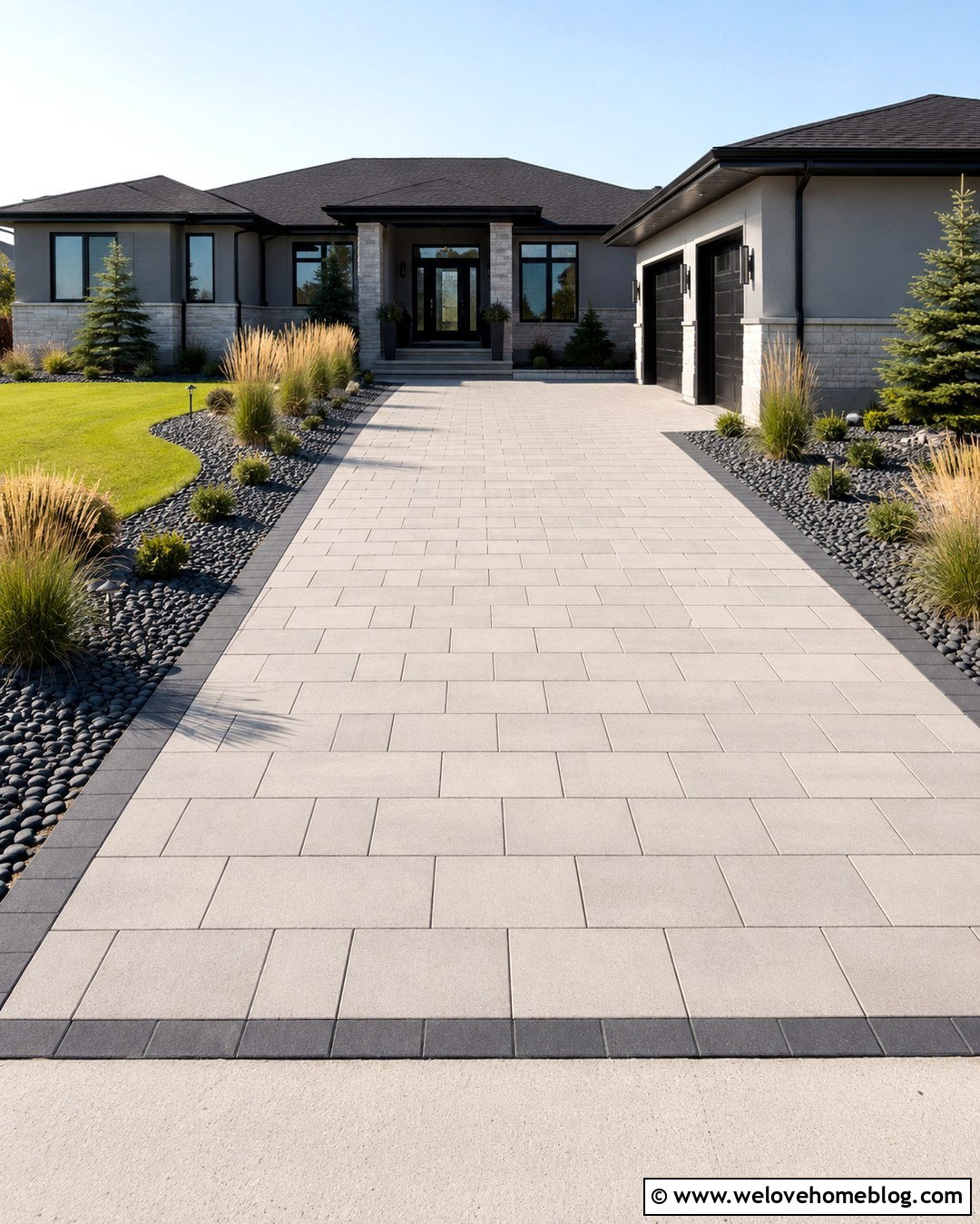 Interlock Driveway With Running Bond Pattern - 20 Interlock Driveway Designs Ideas