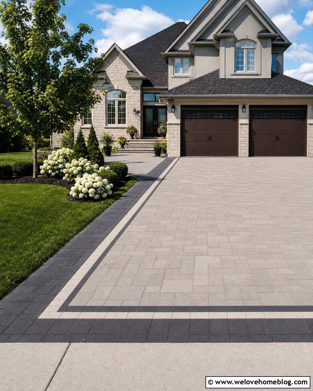 Interlocking Paver Driveway With Double Border - 40 driveway paving ideas