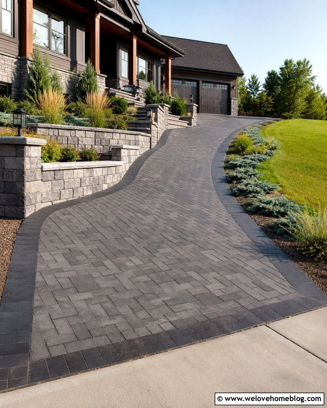 Interlocking Paver Driveway With Retaining Wall - 20 paver driveways ideas