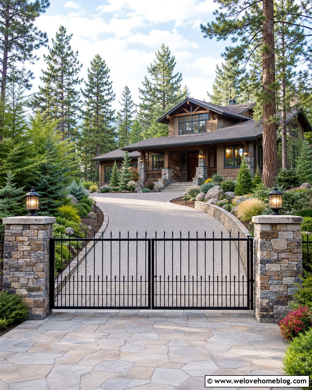 Iron Driveway Gate With Stone Wall Entrance - 20 iron driveway gates entrance ideas