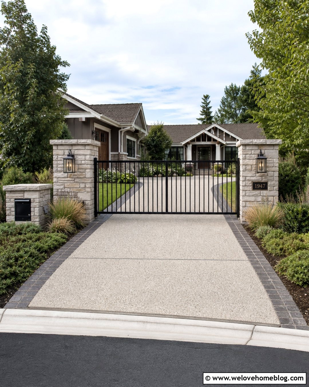 Iron Gate Driveway Entrance With Address Sign - 20 iron gates entrance driveways ideas