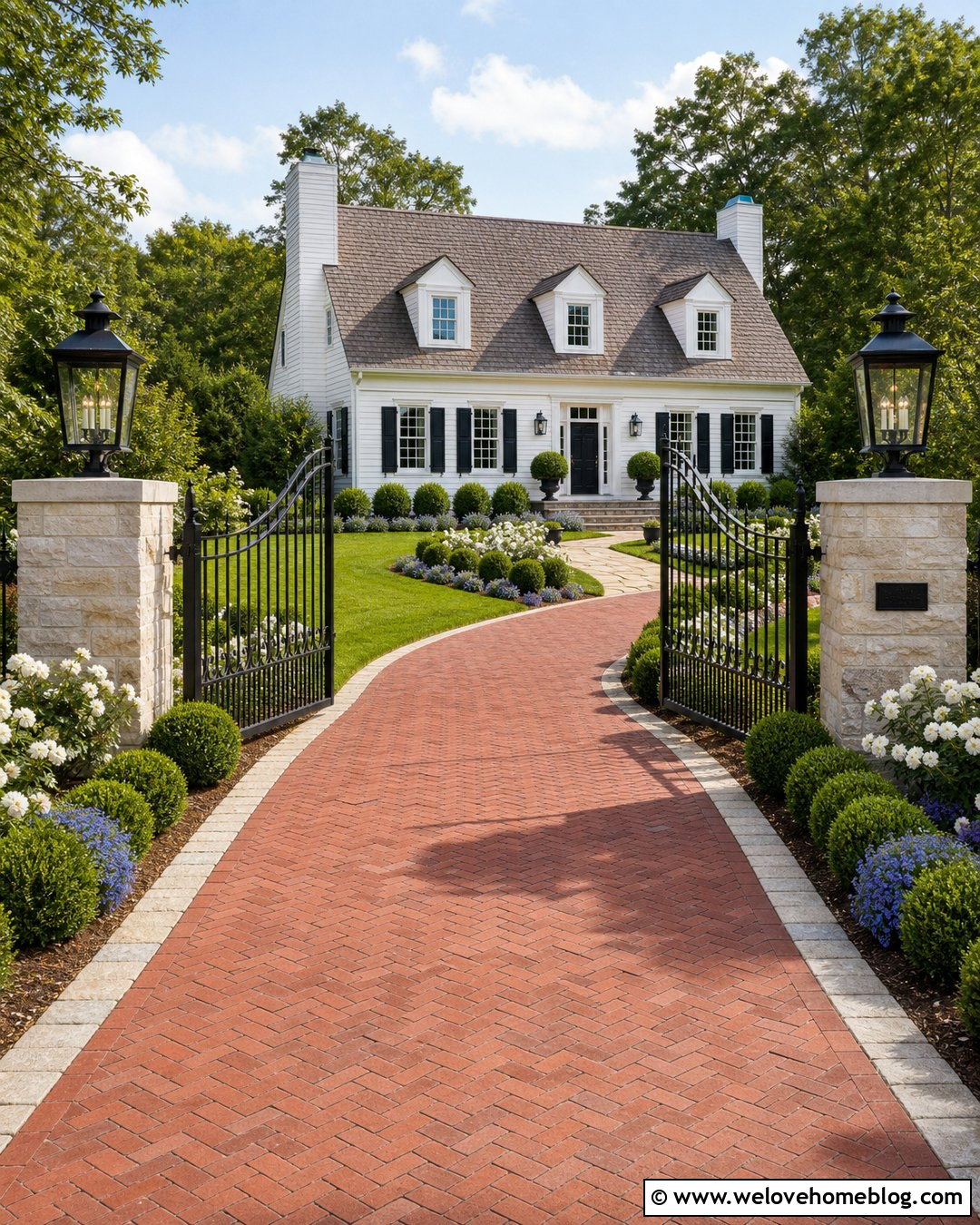 Iron Gate Driveway Entrance With Lantern Pillars - 20 iron gates entrance driveways ideas