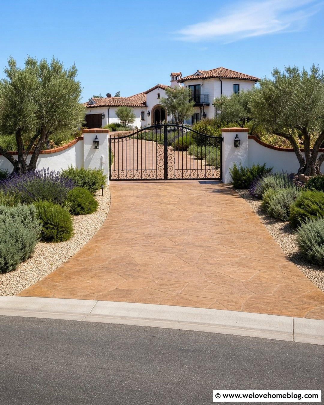 Iron Gate Driveway Entrance With White Stucco Pillars - 20 iron gates entrance driveways ideas