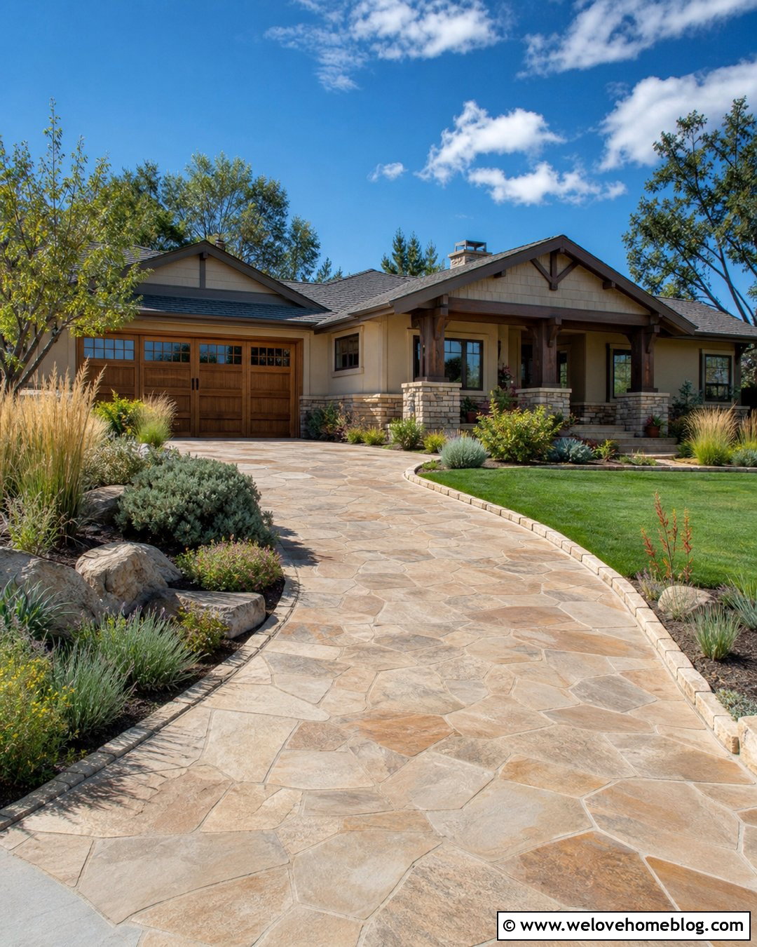 Irregular Sandstone Flagstone Driveway - 20 Driveway Flags Ideas