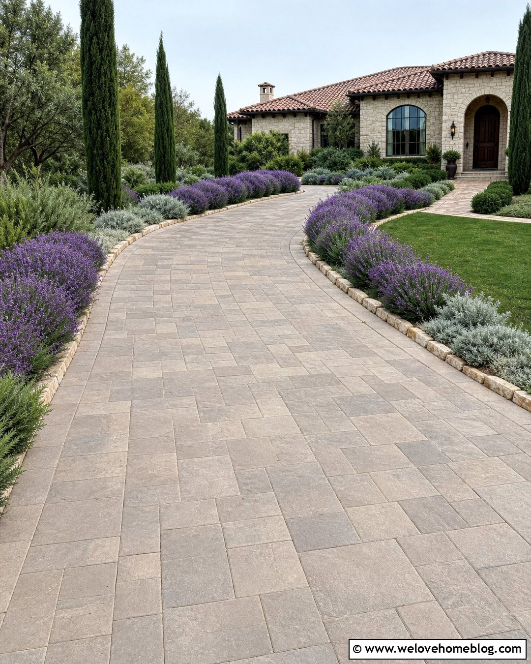Italian Cypress Driveway With Lavender Borders - 20 Italian Cypress Driveway Ideas