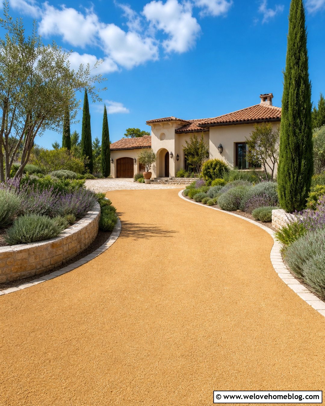 Italian Cypress Tree Lined Decomposed Granite Driveway - 20 tree-lined driveway design ideas