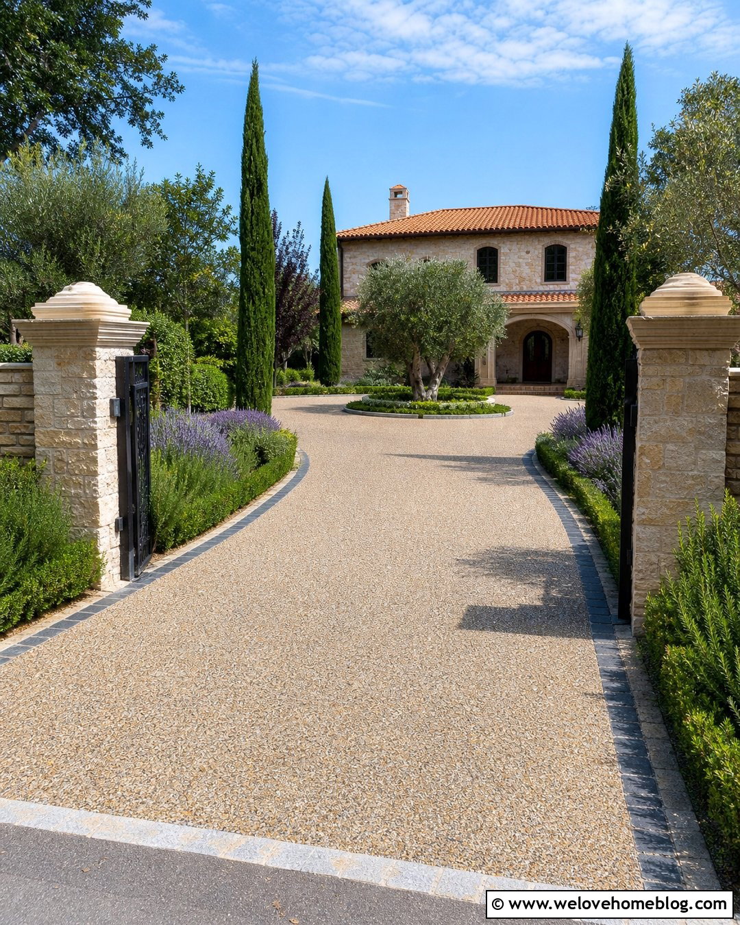 Italian Villa Resin Bound Gravel Driveway - 20 Italian Villa Driveway Ideas