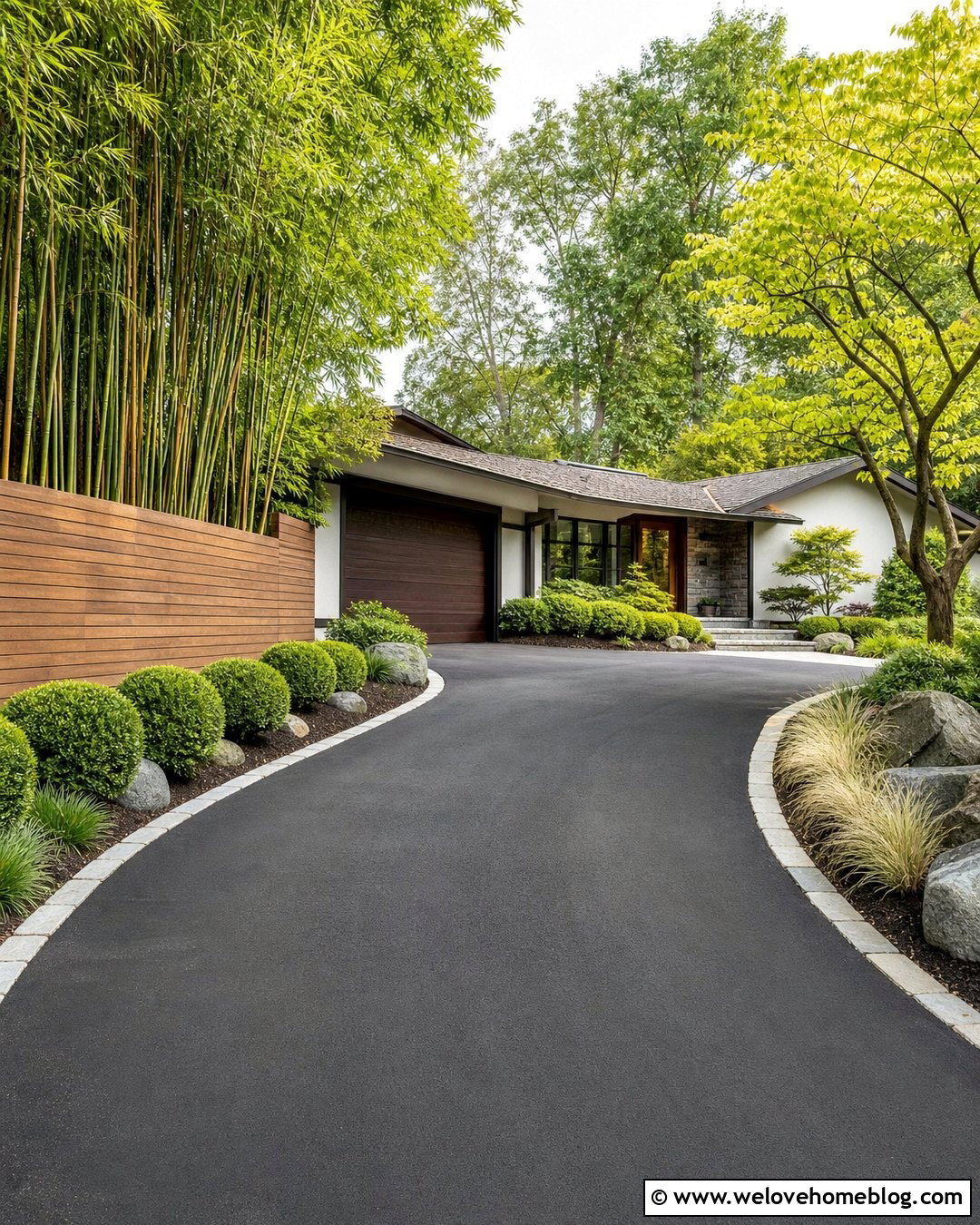 Japanese Asphalt Driveway With Bamboo Screening - 25 japanese driveway ideas