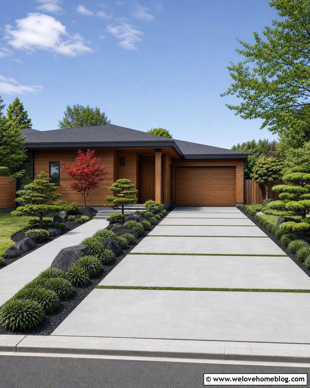 Japanese Concrete Driveway With Grass Strips - 25 japanese driveway ideas