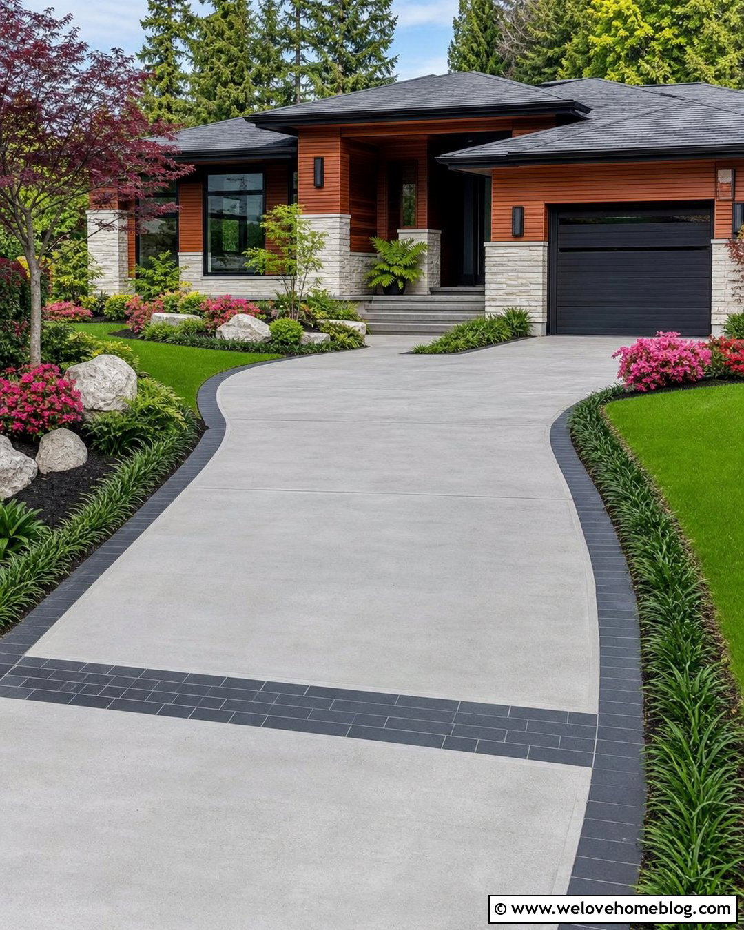 Japanese Driveway With Black Stone Edging - 25 japanese driveway ideas