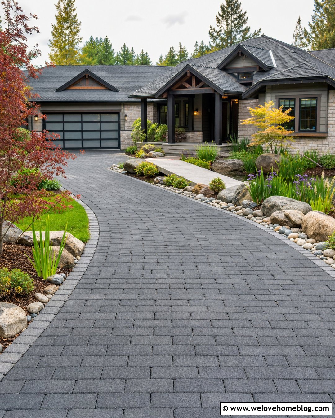 Japanese Driveway With Rain Garden Border - 25 japanese driveway ideas