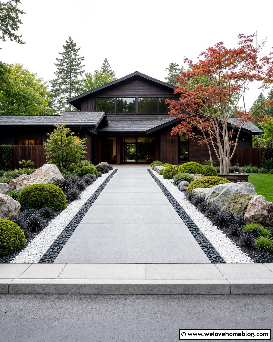 Japanese Driveway With White Gravel Landscaping - 25 japanese driveway ideas