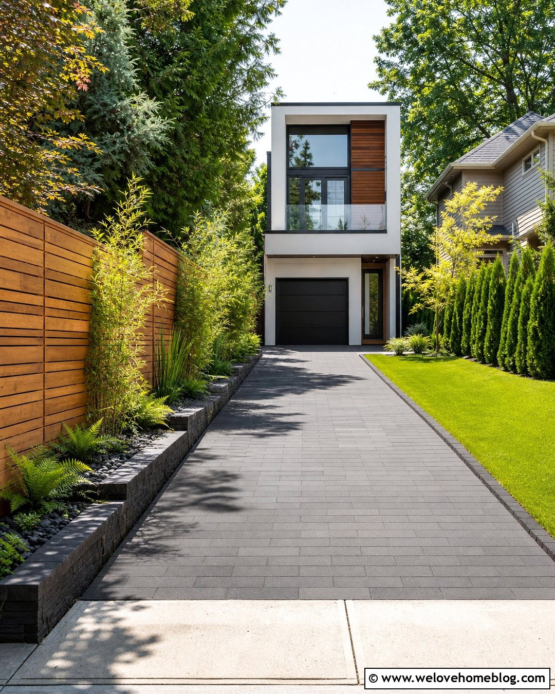 Japanese Driveway With Wooden Slat Fence - 25 japanese driveway ideas