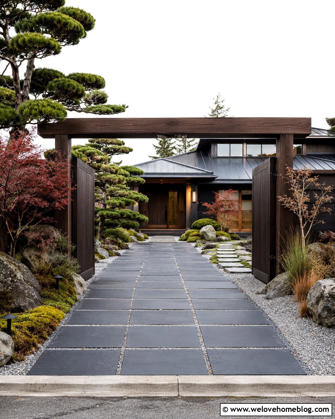 Japanese Inspired Wood Driveway Gate - 20 Driveway Entry Gates Entrance Wood Ideas