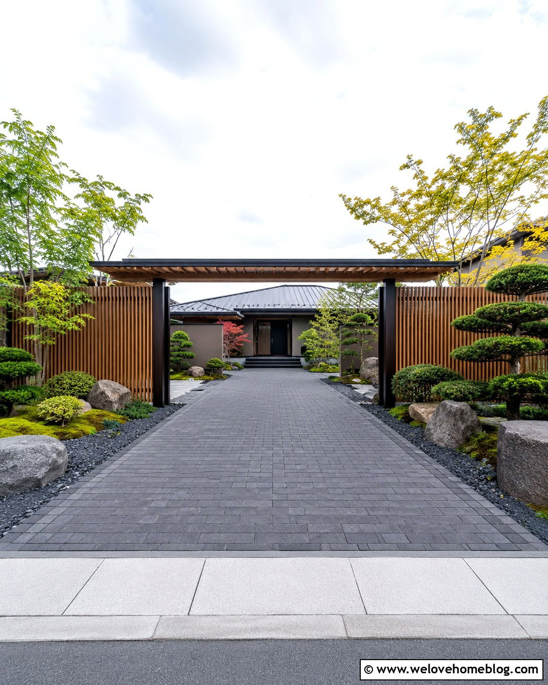 Japanese Inspired Wooden Driveway Gate - 20 Wooden Driveway Gates Ideas
