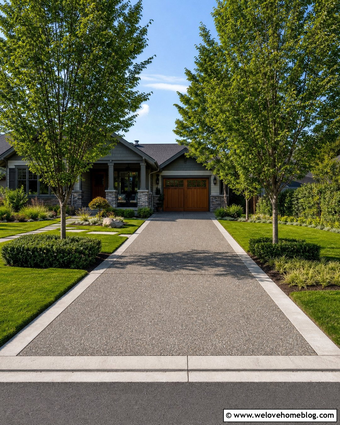 Japanese Zelkova Exposed Aggregate Driveway - 20 Fast Growing Driveway Trees Ideas