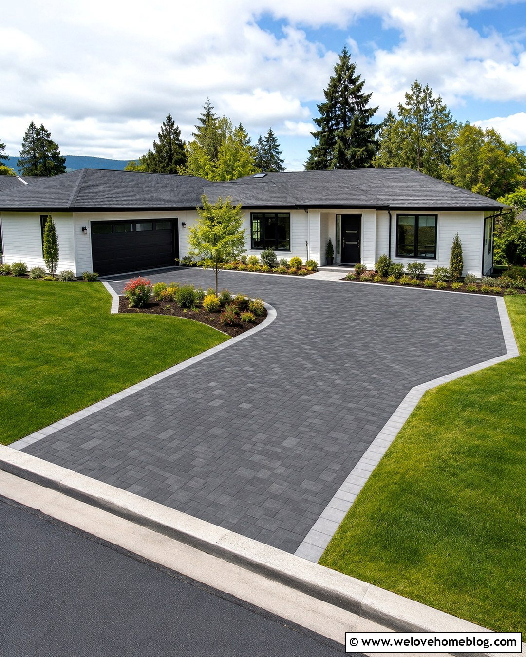 L Shaped Driveway With Compact Parking Pad - 20 driveway for small lots ideas