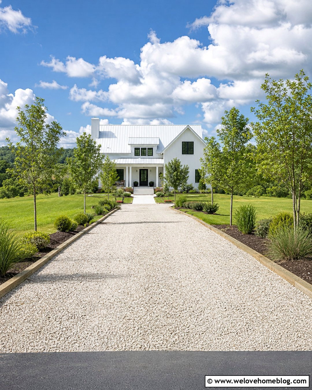Landscape Timber Gravel Driveway Border - 20 Cheap Driveway Border Ideas