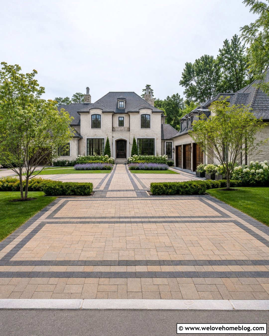 Landscaped Front Yard Parking Court - 25 Driveway Extra Parking Ideas