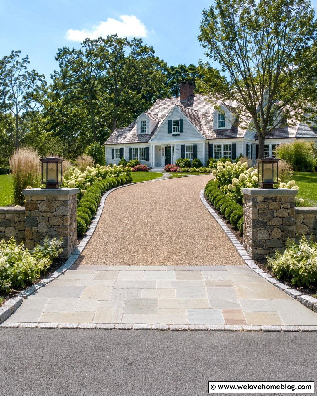 Landscaped Open Estate Driveway Entrance - 20 Estate Driveway Entrance Ideas