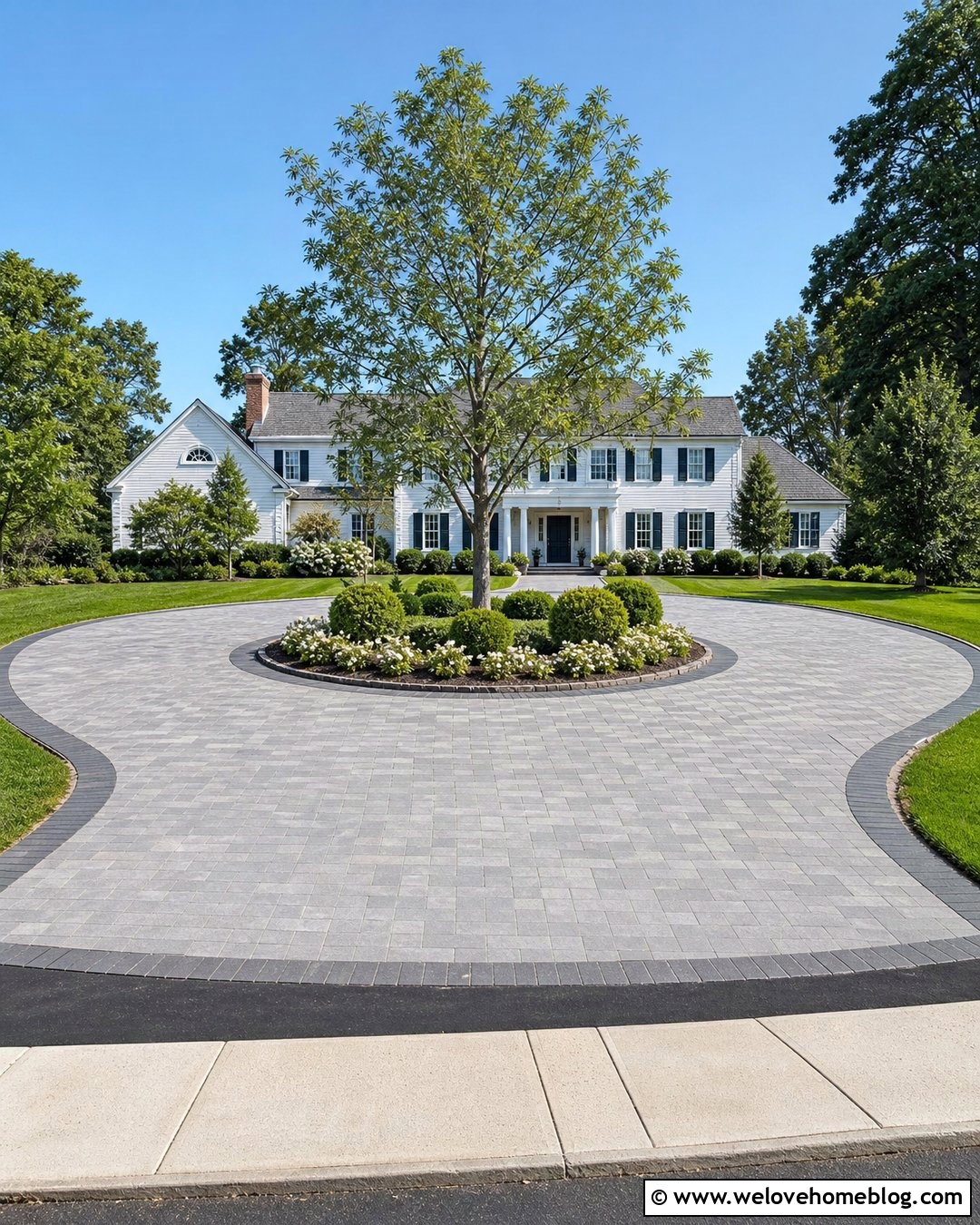 Large Circular Paver Driveway - 35 Large Driveway Ideas