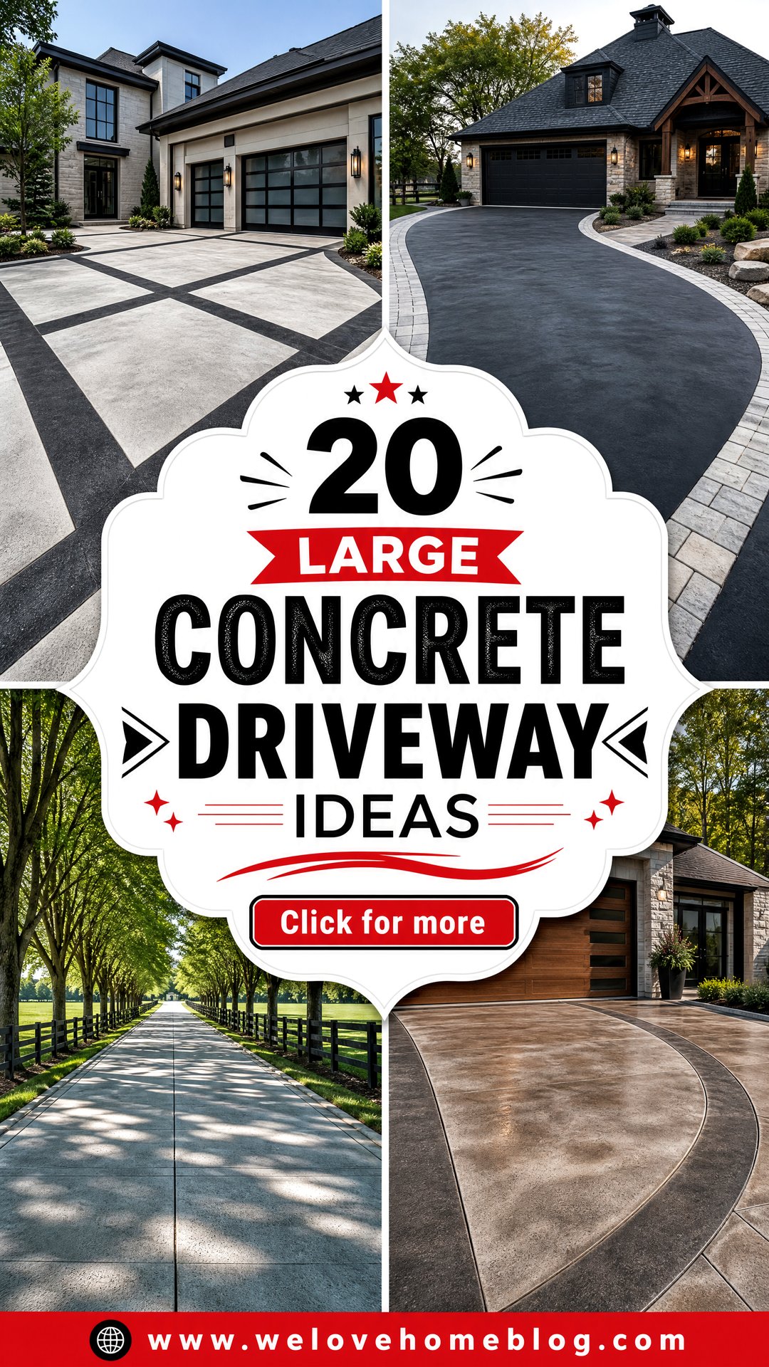 20 Large Concrete Driveway Ideas for Striking Curb Appeal - 20 Large Concrete Driveway Ideas for Striking Curb Appeal