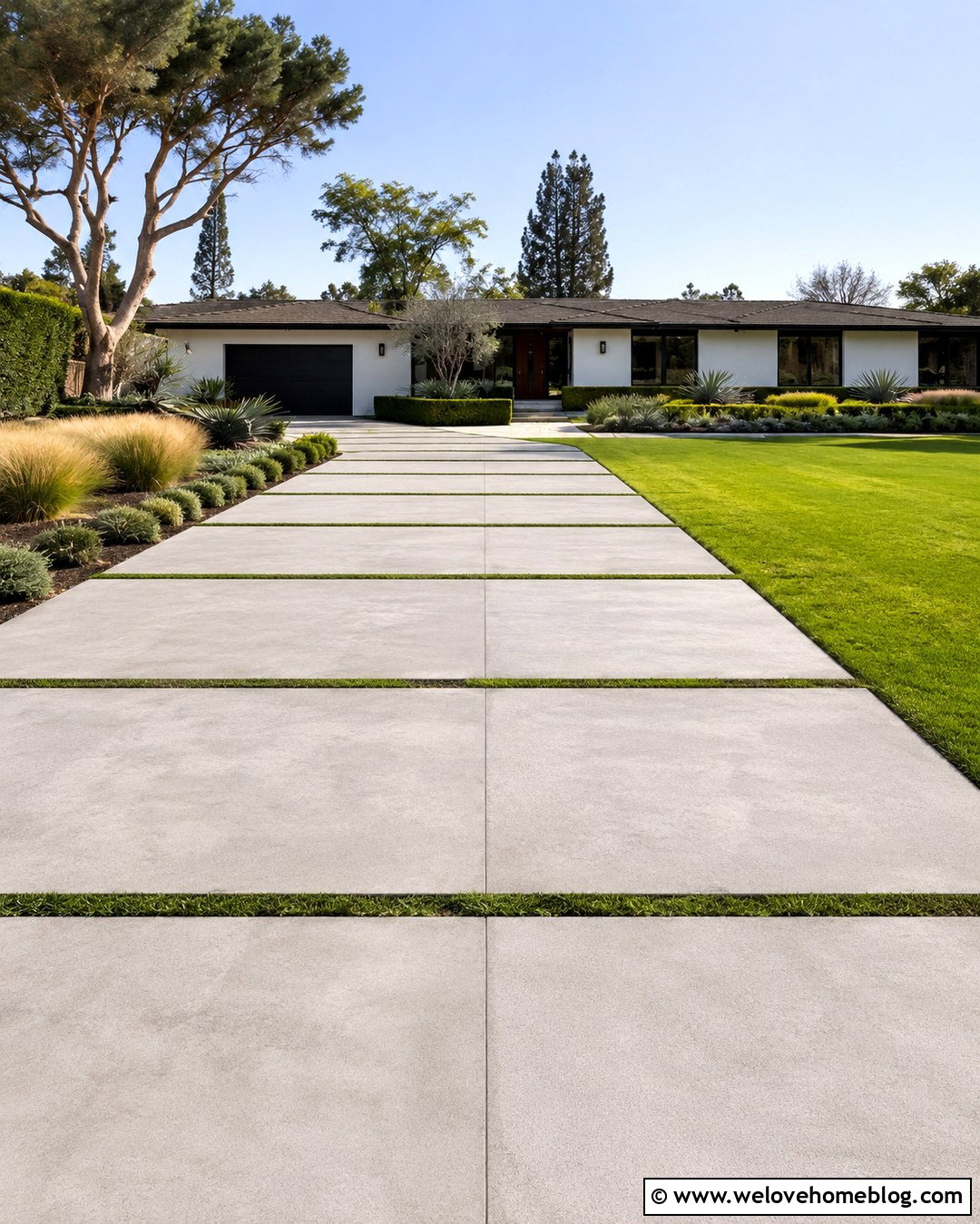 Large Concrete Paver Driveway With Grass Joints - 20 modern landscape design front yard driveways concrete pavers ideas