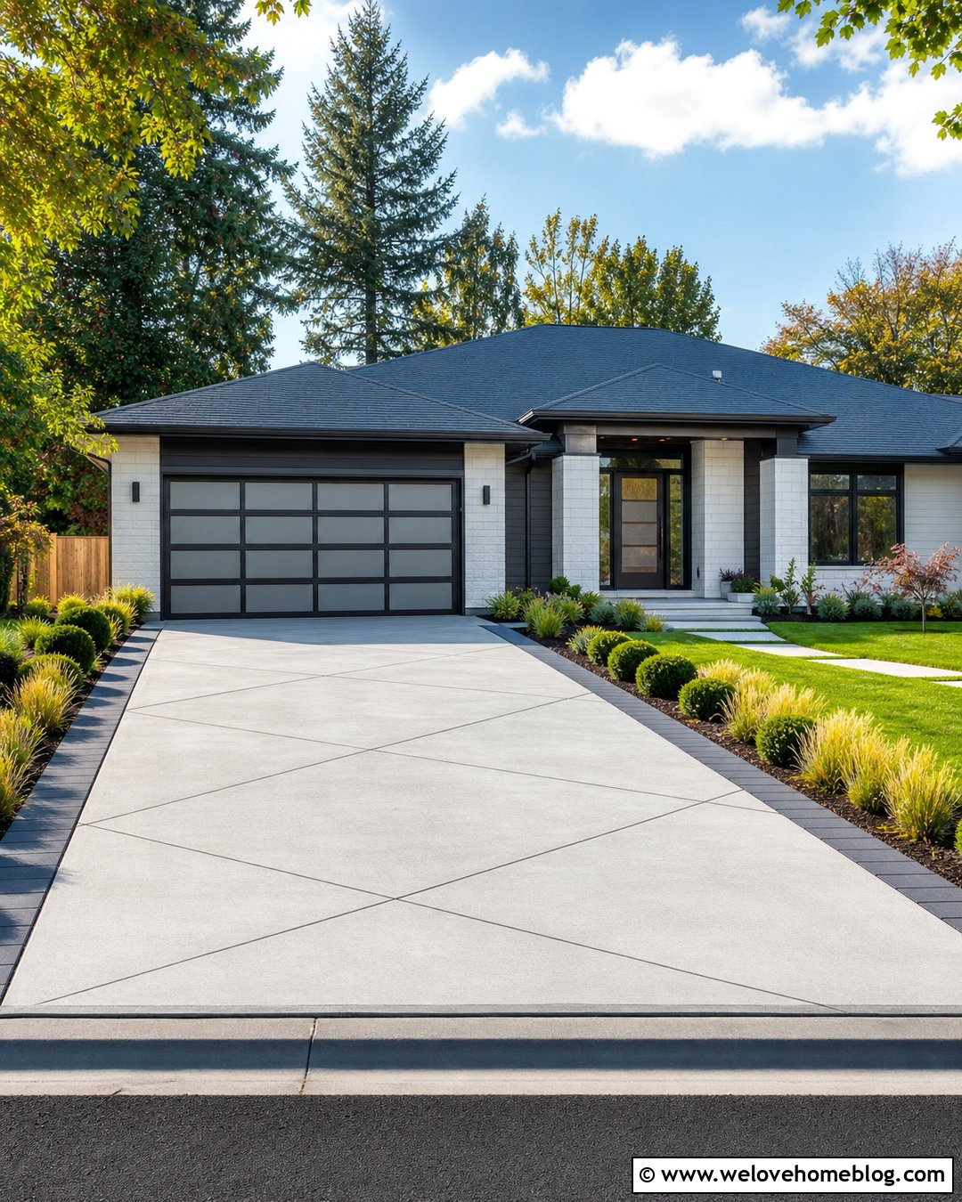 Large Diamond Cut Concrete Driveway - 20 Diamond Cut Driveway Ideas
