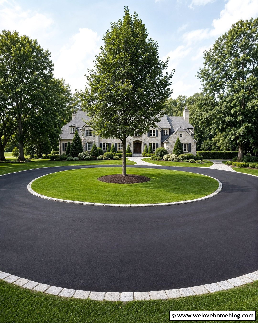 Large Driveway Roundabout With a Lawn Island - 25 driveway roundabout ideas