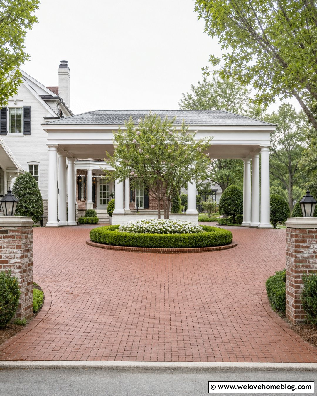 Large Driveway With Porte Cochere - 35 Large Driveway Ideas