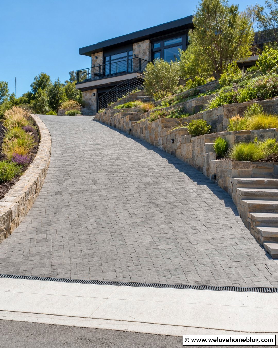 Large Driveway With Retaining Walls - 35 Large Driveway Ideas