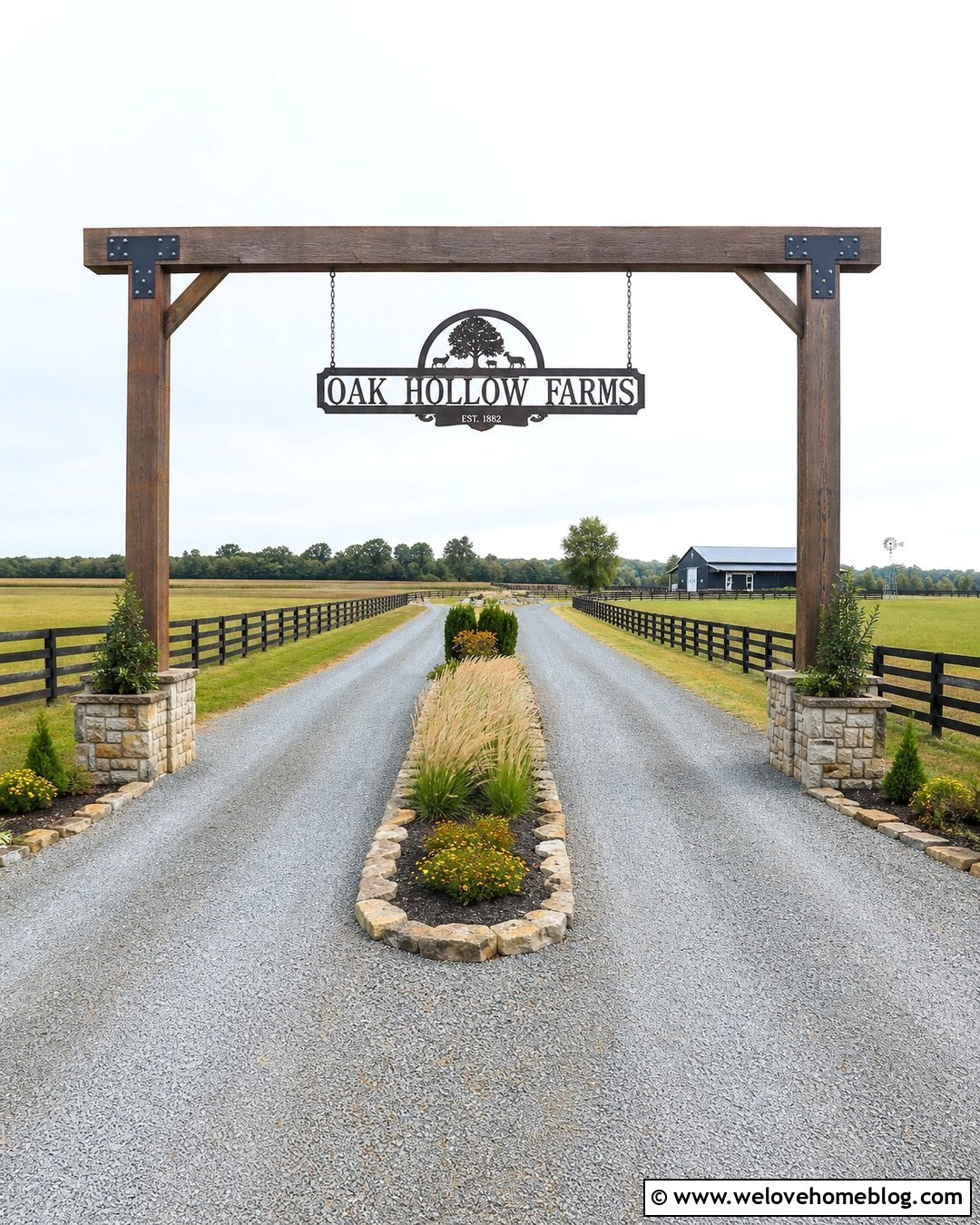 Large Farm Sign With Wide Driveway - 40 Farm Signs Entrance Driveways Ideas