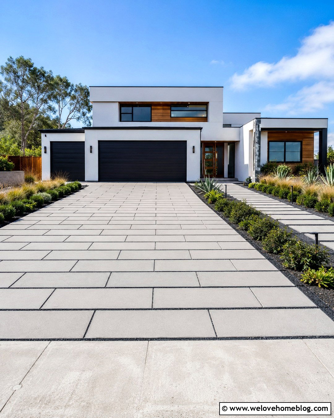 Large Format Concrete Paver Driveway - 20 Paver Driveway Ideas
