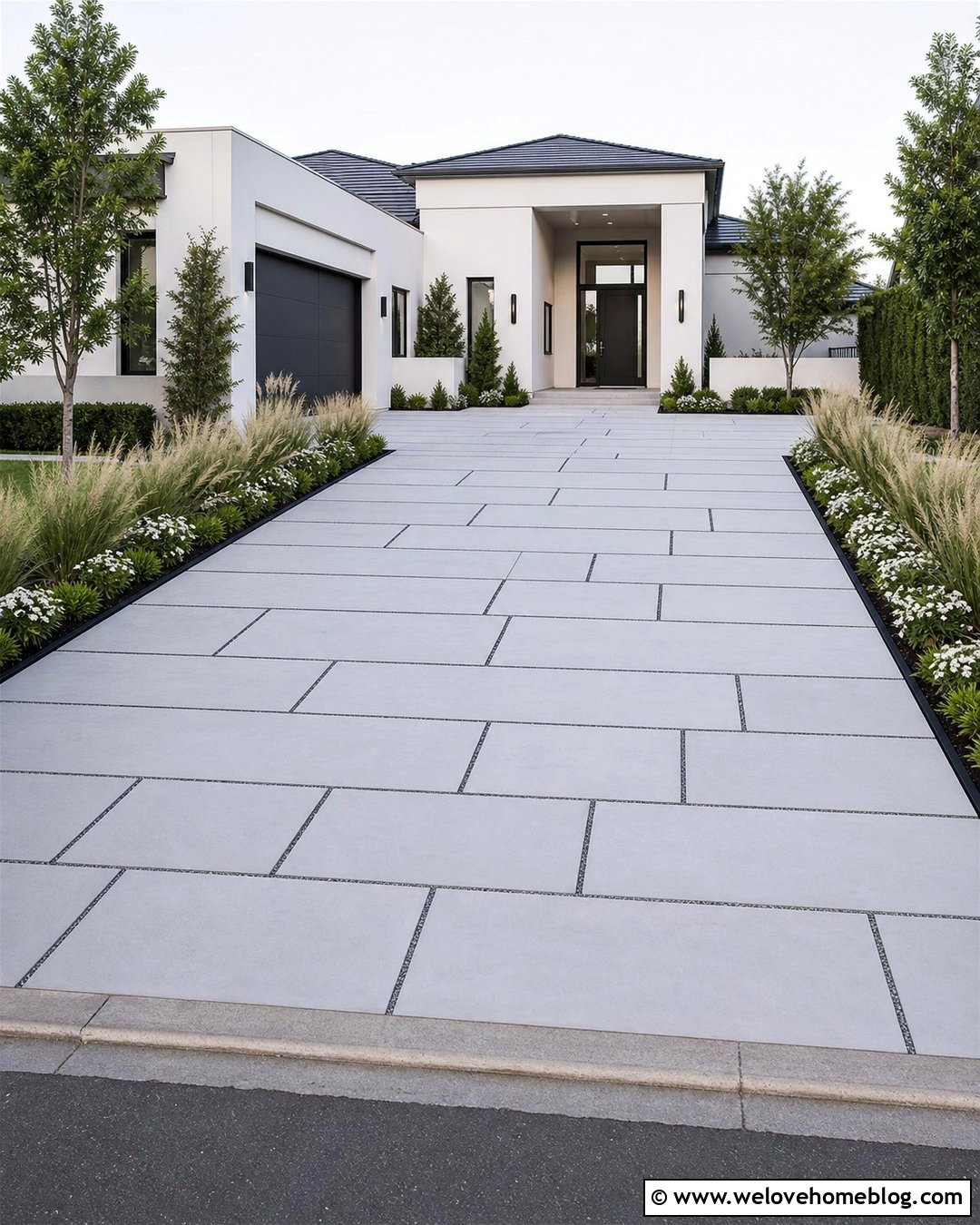 Large Format Concrete Paver Driveway Flooring - 35 Driveway Flooring Ideas
