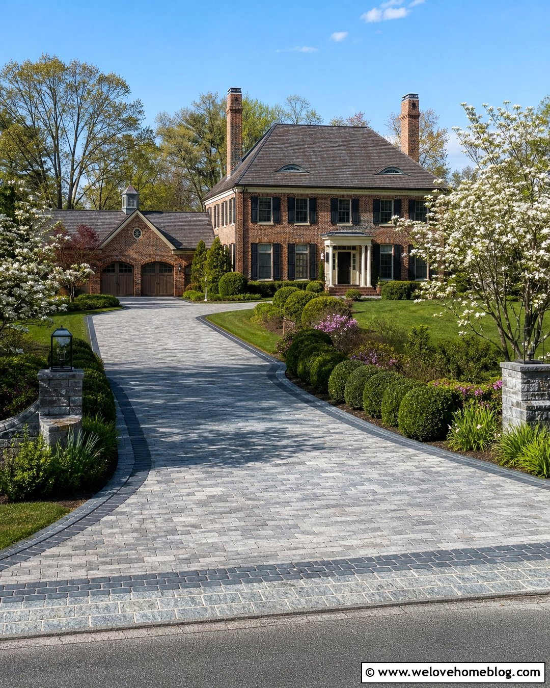 Large Granite Stone Driveway With A Curved Layout - 20 Large Stone Driveway Ideas