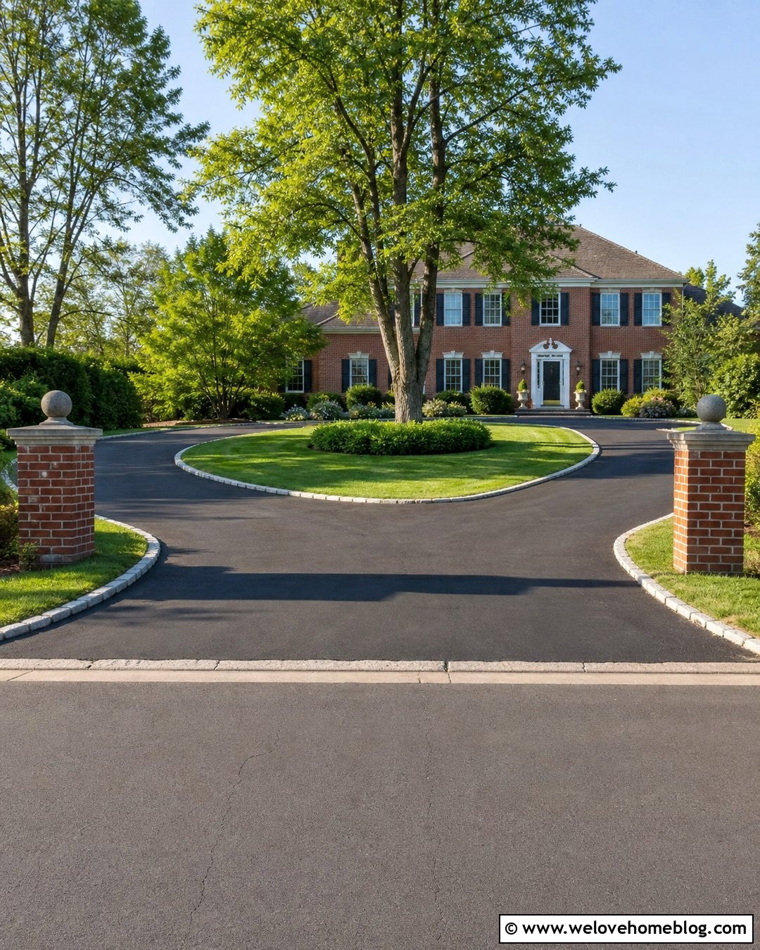 Large Horseshoe Asphalt Driveway - 35 Large Driveway Ideas