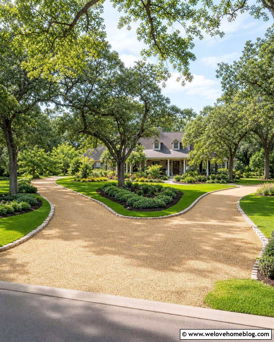 Large Lawn U Shaped Driveway With Mature Trees - 25 U Driveway Front Yards Ideas