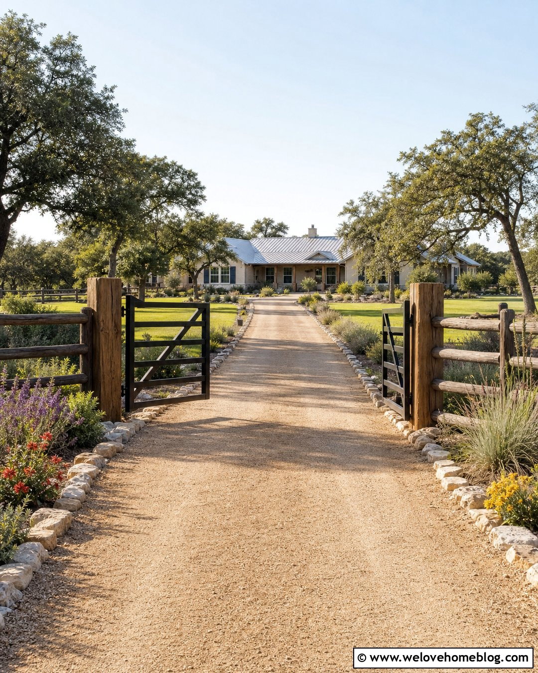 Large Ranch Driveway Gate With Split Rail Fencing - 20 large gates driveways ideas